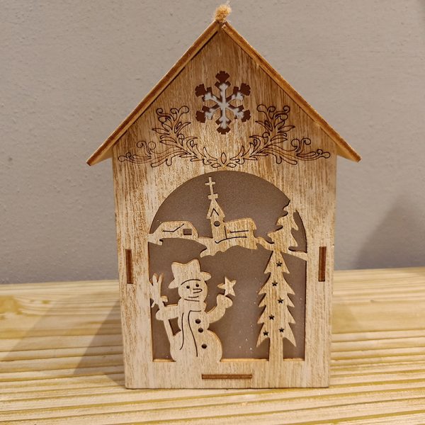 Creative Small Wooden House Christmas Decorations - Image 5