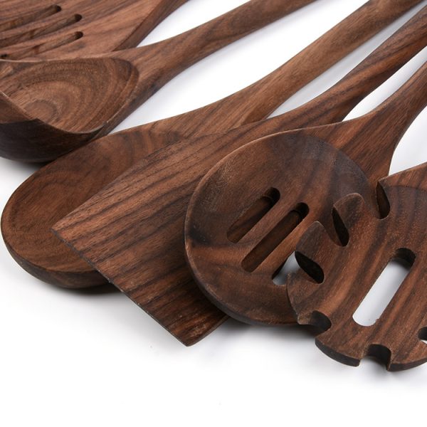 New 6-Piece Black Walnut Kitchen Utensils Household Solid Wood Kitchen Cooking Wooden Shovel Wooden Spoon Cooking Set - Image 4