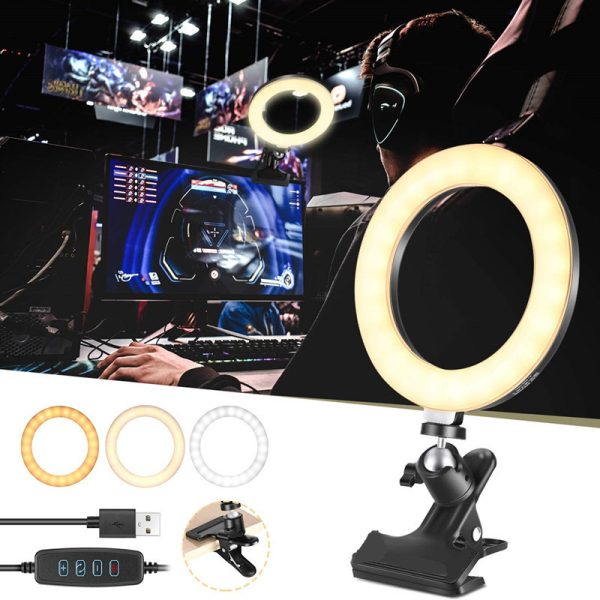 Straight Desktop Clip Live Broadcast Beauty 8 Inch 6 Inch Fill Light Computer Camera Ring Fill Light - Image 3