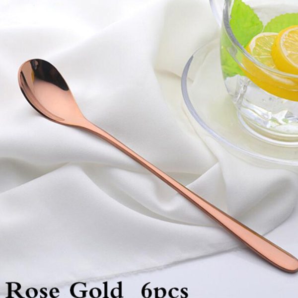 Stainless Steel Surface Bright Long Handle Mixing Spoon - Image 5