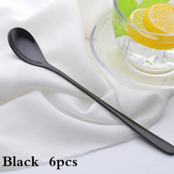 Stainless Steel Surface Bright Long Handle Mixing Spoon - Image 4