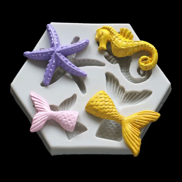 Ocean Series Diy Baking Size Fish Tail Sea Star Seahorse Liquid Silicone Mold - Image 3