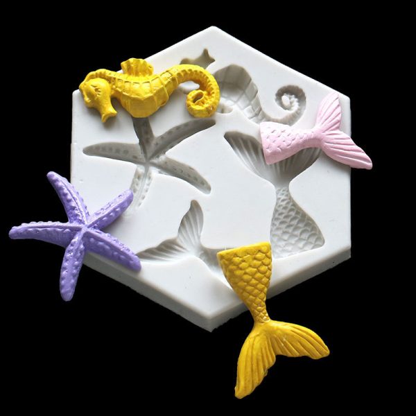 Ocean Series Diy Baking Size Fish Tail Sea Star Seahorse Liquid Silicone Mold - Image 2