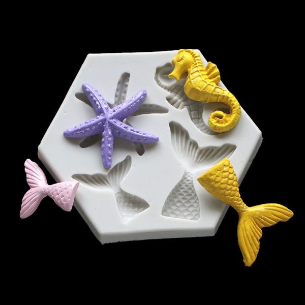 Ocean Series Diy Baking Size Fish Tail Sea Star Seahorse Liquid Silicone Mold - Image 5