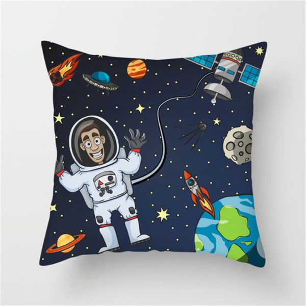 Spaceship Cartoon Cushion Cover Astronaut Rocket Pillow Case Household Pillow Case - Image 7