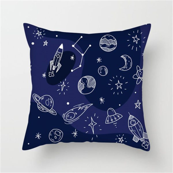 Spaceship Cartoon Cushion Cover Astronaut Rocket Pillow Case Household Pillow Case - Image 9