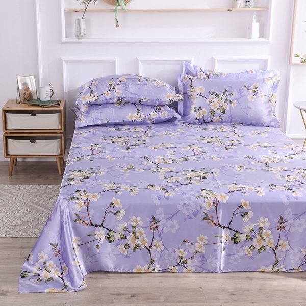 Summer Ice Silk Printing Home Textile Kit Single Bed Sheet Washed Silk Large Bed Sheet - Image 3