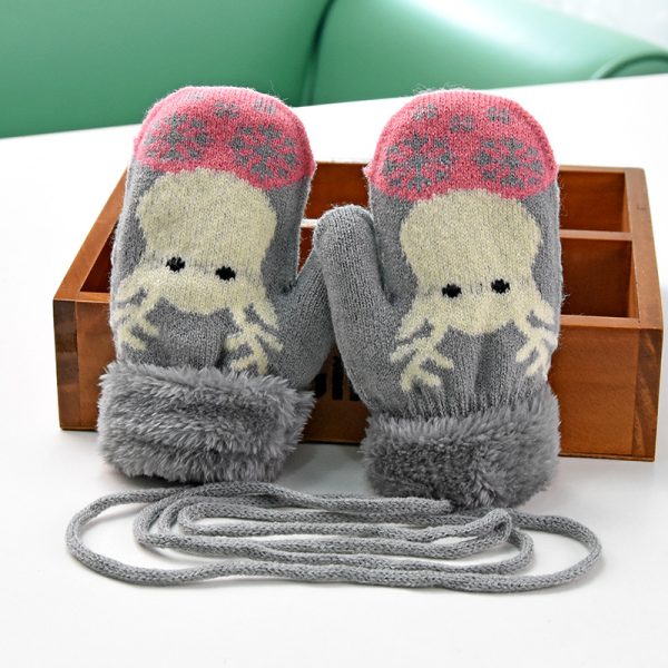 Thicken Christmas Fawn Knitted Gloves - Image 6