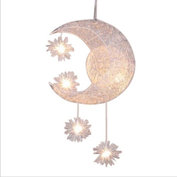 Aluminum Wire Star Moon Chandelier Restaurant Bar Bedroom Warm Lighting Simple Children'S Room Lamps - Image 2