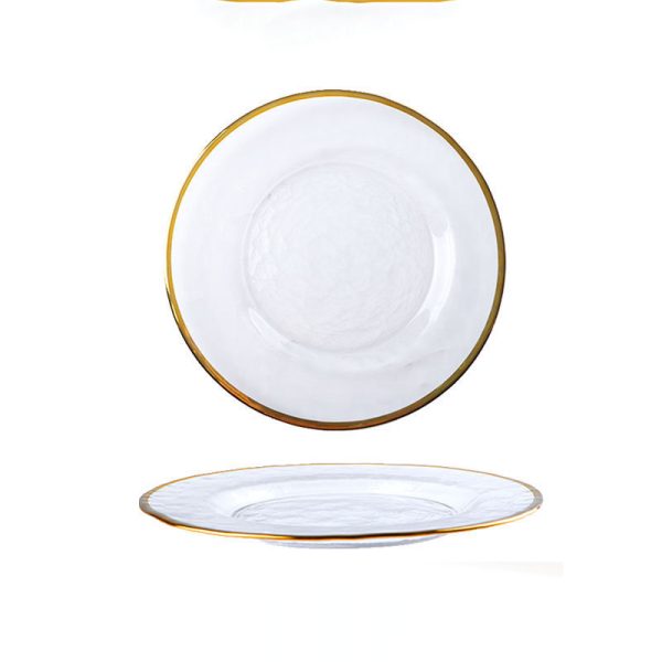 Glass Plate Plating Gilt Rim Dishes And Salad Bowls - Image 4