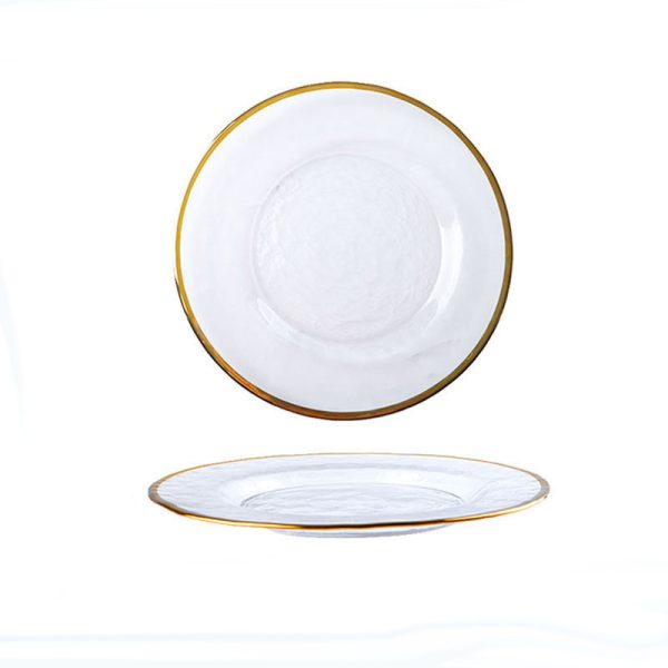 Glass Plate Plating Gilt Rim Dishes And Salad Bowls - Image 3