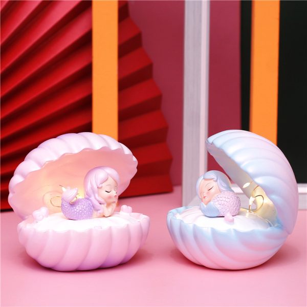 Pearlescent Mermaid Star Lamp Ins Girl Dream Shell Lamp Fairy Decoration Night Light Resin Crafts - Image 5