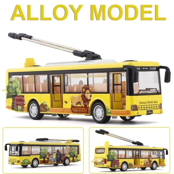 Single Section Tram Bus Simulation Car Model Children's Alloy Toy Bus - Image 5