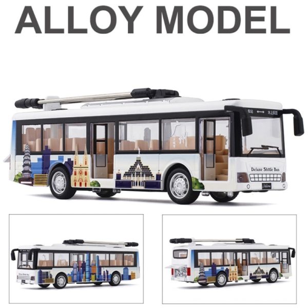 Single Section Tram Bus Simulation Car Model Children's Alloy Toy Bus - Image 6