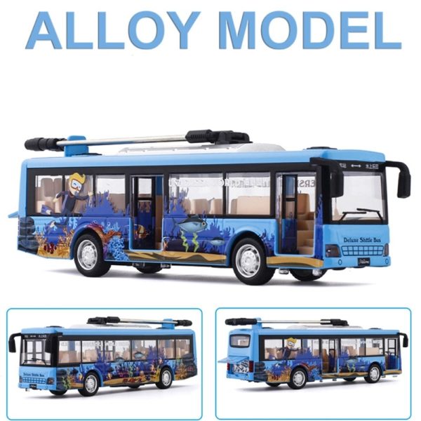 Single Section Tram Bus Simulation Car Model Children's Alloy Toy Bus - Image 4