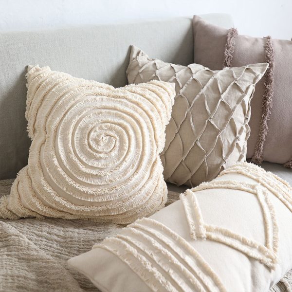 Original Modern Simple Natural Style Sofa Bedroom Cotton Bud Cushion Pillow Waist Pillow Square Pillow Cover Cover - Image 5