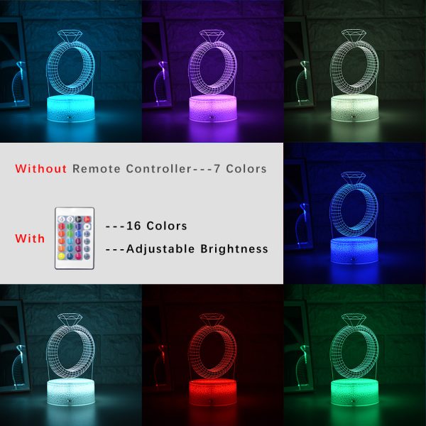 3D LED Night Light With Diamond Ring - Image 4