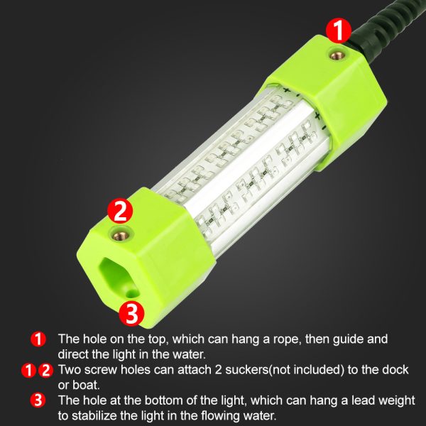 12V Underwater Fish Lure Light 100 Watt Yellow Green Set Fish Fishing Fishing Light Raft Fishing Light Night Fishing Squid - Image 2