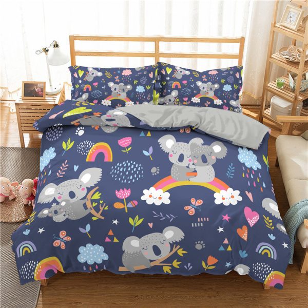 3D Digital Printing Cartoon Bedding Three-Piece Bedding Quilt Cover Pillowcase - Image 2