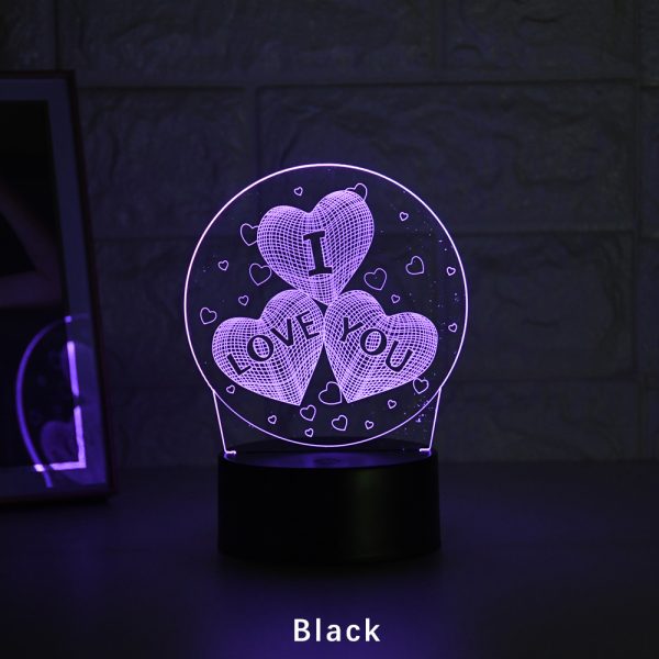 3D Night Light Led Table Lamp Lover Show Love Gift Room Decoration Mini Table Lamp - Image 3