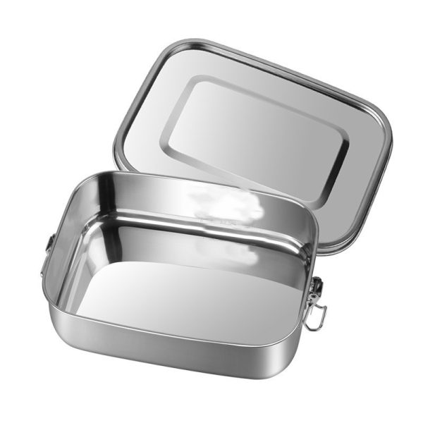 Sealed And Leak-Proof Stainless Steel Lunch Box Rectangular Three-Grid Double Buckle Lunch Box