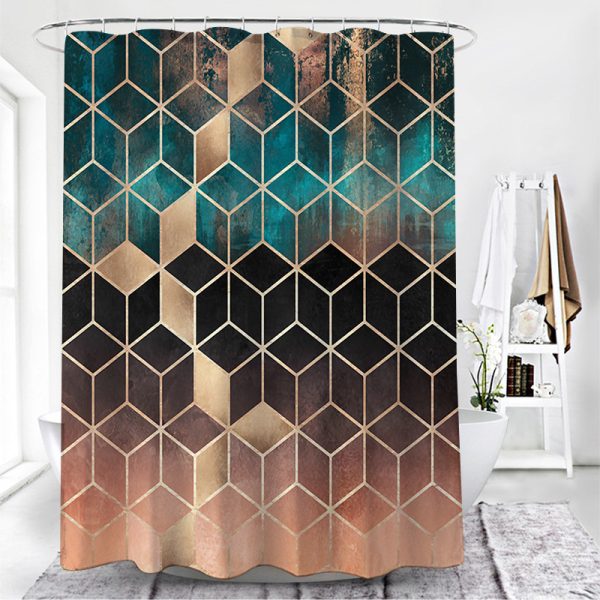 Simple Wind Geometric Pattern Toilet Curtain - Image 2