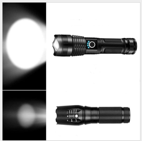 Strong Light Flashlight, Rechargeable, Zoom Power Display, Outdoor Super Bright And Portable - Image 4