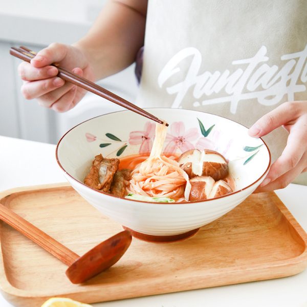 Domeiran Japanese Hand-painted Sakura Noodle Bowl Ceramic Bowl Noodle Bowl - Image 3