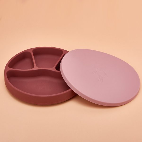 Silicone Dinner Plate Suction Cup Type Food Supplement Bowl With Lid