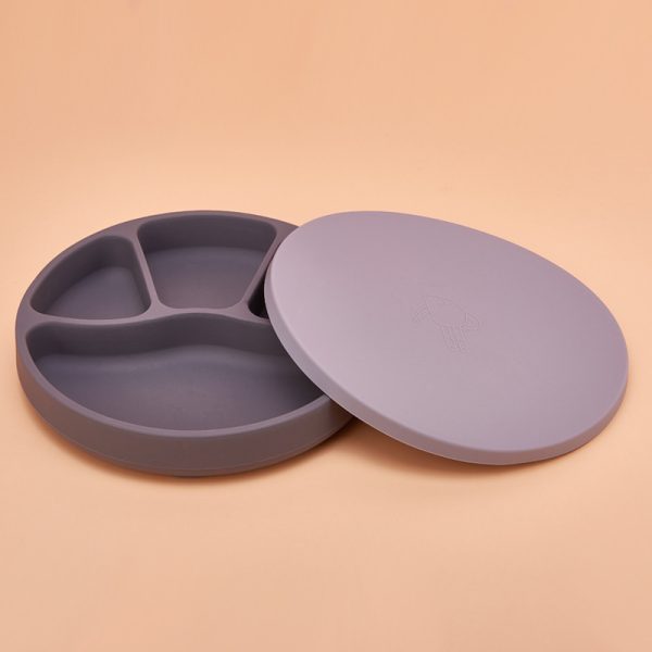 Silicone Dinner Plate Suction Cup Type Food Supplement Bowl With Lid - Image 2