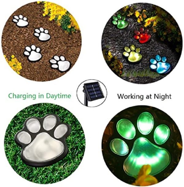 Led Solar Cute Cat Plug In The Ground Light 4 LED Bear Claw Scene Lights - Image 8