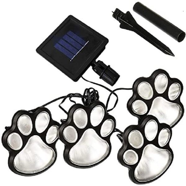 Led Solar Cute Cat Plug In The Ground Light 4 LED Bear Claw Scene Lights - Image 5