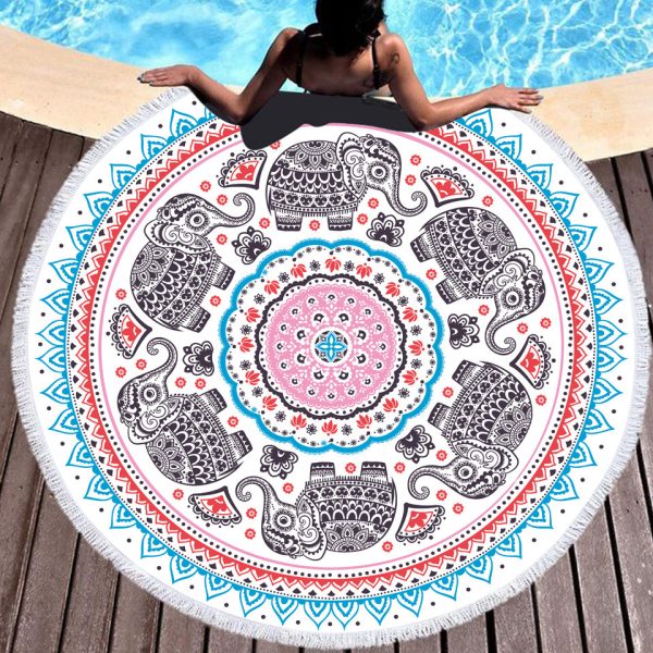 Tie-dye Colorful Digital Printing Microfiber Round Beach Towel - Image 5