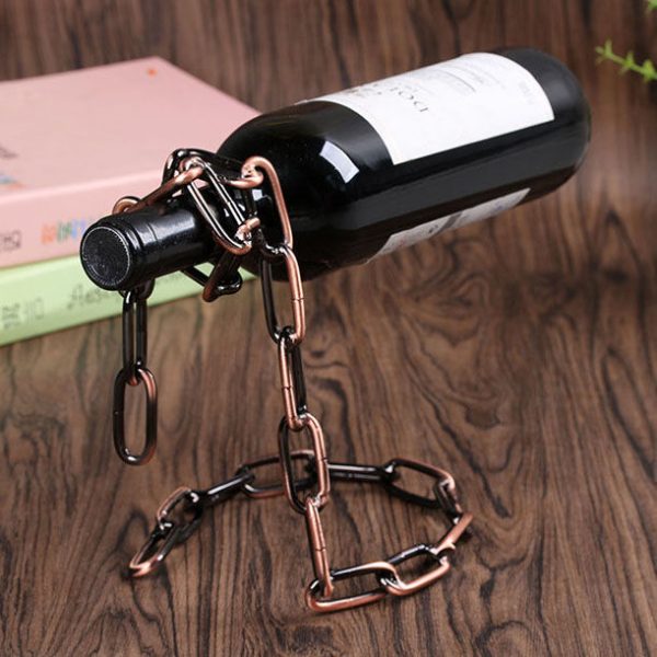 Suspended Wrought Iron Chain Red Wine Shelf Wine Bottle Decoration European Style - Image 5