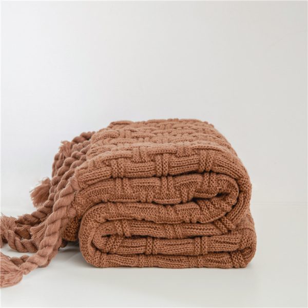 Positive And Negative Woven Tassels Casual Nap Air Conditioning Blanket Shawl Office Blanket Emily - Image 3