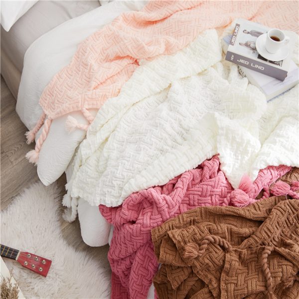 Positive And Negative Woven Tassels Casual Nap Air Conditioning Blanket Shawl Office Blanket Emily - Image 8