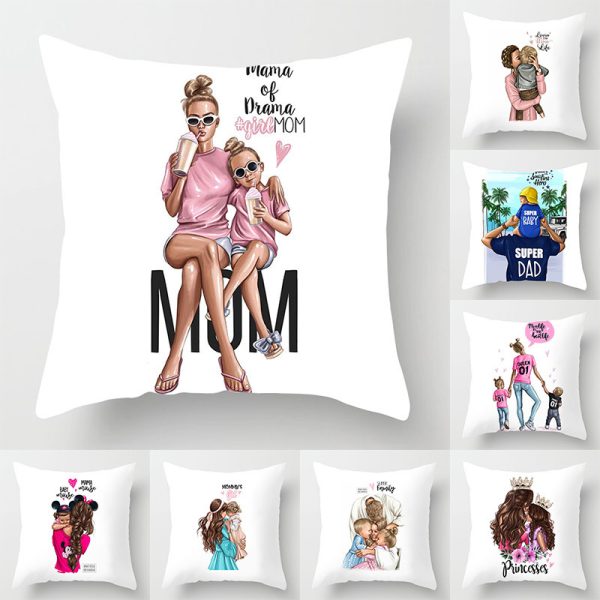 Parent-child Series Mother's Day Pillowcase Polyester Cushion