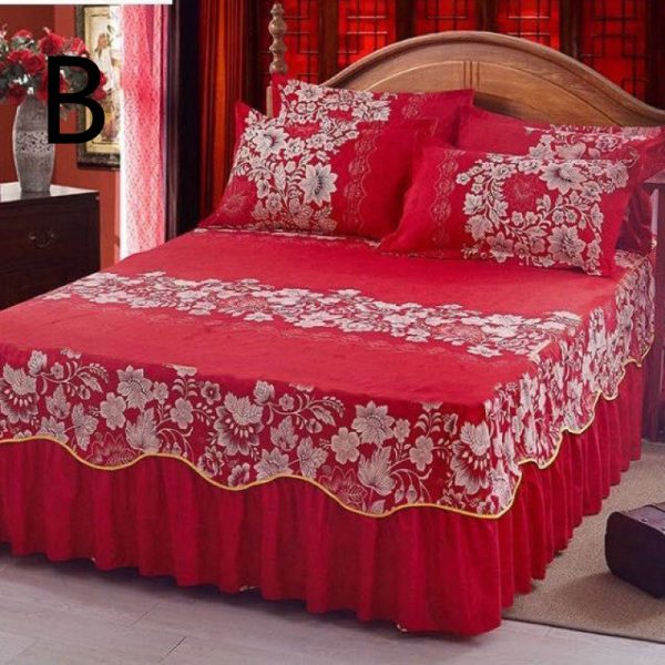 Bed Skirt Bedspread Three-piece Thick Brushed Korean Princess Bedspread Bed Skirt - Image 2