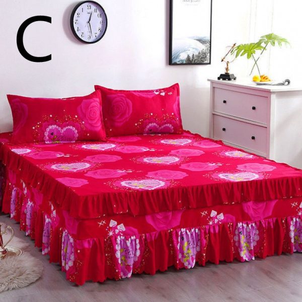 Bed Skirt Bedspread Three-piece Thick Brushed Korean Princess Bedspread Bed Skirt - Image 3