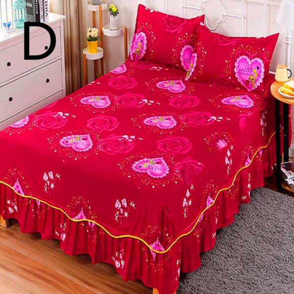 Bed Skirt Bedspread Three-piece Thick Brushed Korean Princess Bedspread Bed Skirt - Image 4