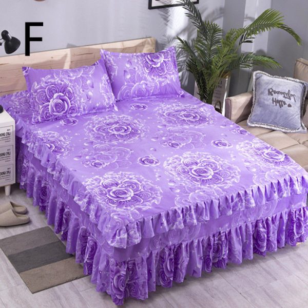 Bed Skirt Bedspread Three-piece Thick Brushed Korean Princess Bedspread Bed Skirt - Image 6