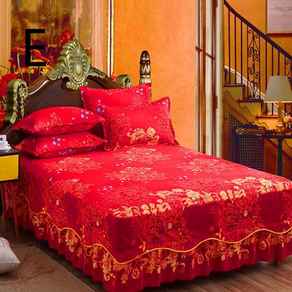 Bed Skirt Bedspread Three-piece Thick Brushed Korean Princess Bedspread Bed Skirt - Image 5