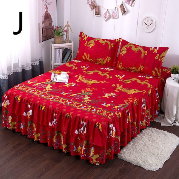 Bed Skirt Bedspread Three-piece Thick Brushed Korean Princess Bedspread Bed Skirt - Image 10