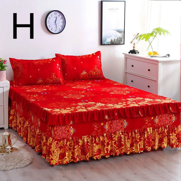 Bed Skirt Bedspread Three-piece Thick Brushed Korean Princess Bedspread Bed Skirt - Image 8