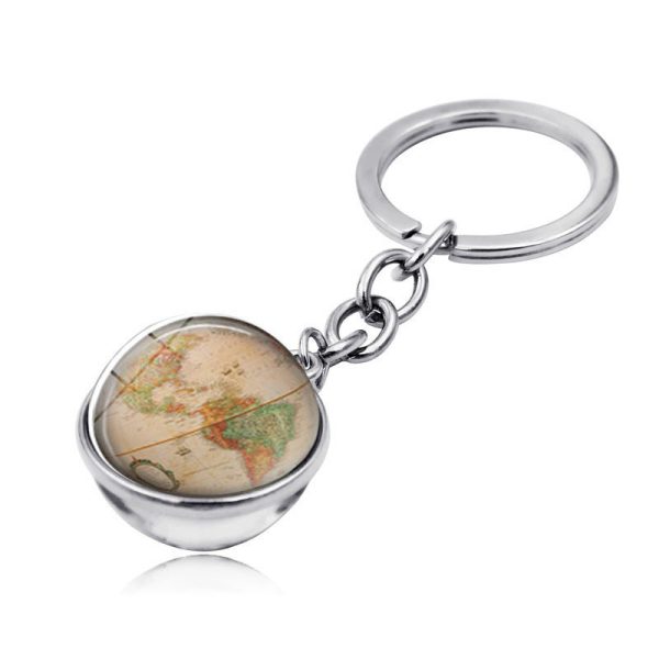 Vintage World Map Time Gem Keychain - Image 5