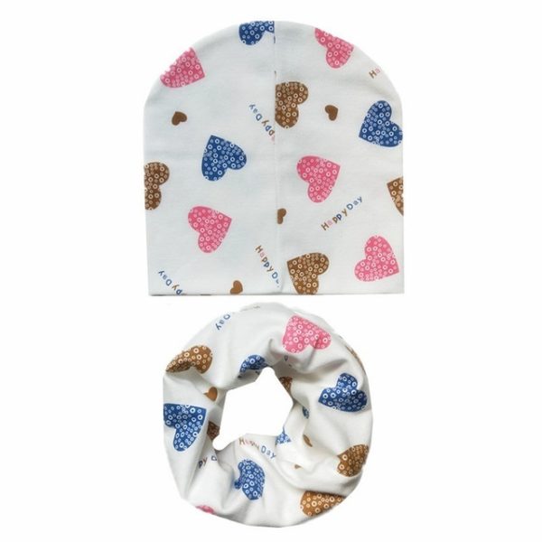 Cartoon Print Children 2 Piece Cotton Cap Scarf - Image 5