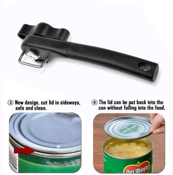 Safety can opener, strong can opener, bottle opener, side cover, one hand - Image 2