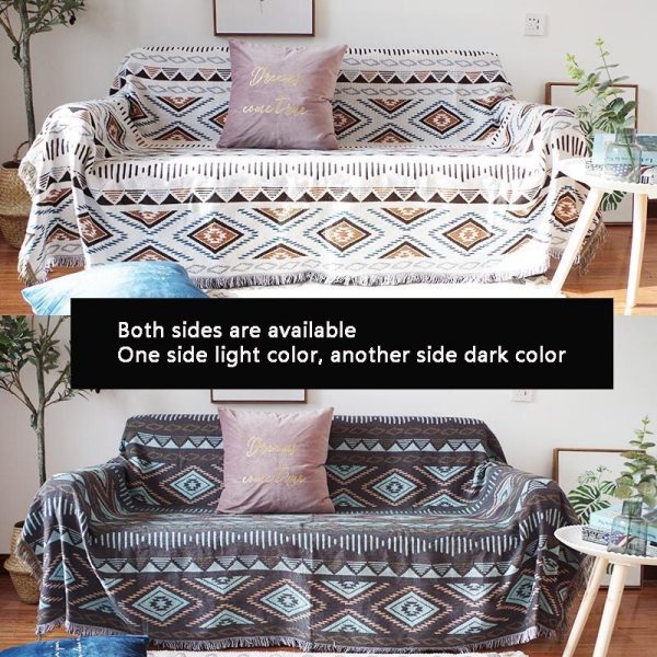 Geometric Pattern Double-Sided Use Sofa Blanket - Image 4