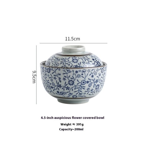 Auspicious Flower Tureen Slow Cooker Ceramic With Lid Steamed Rice Bowl - Image 6