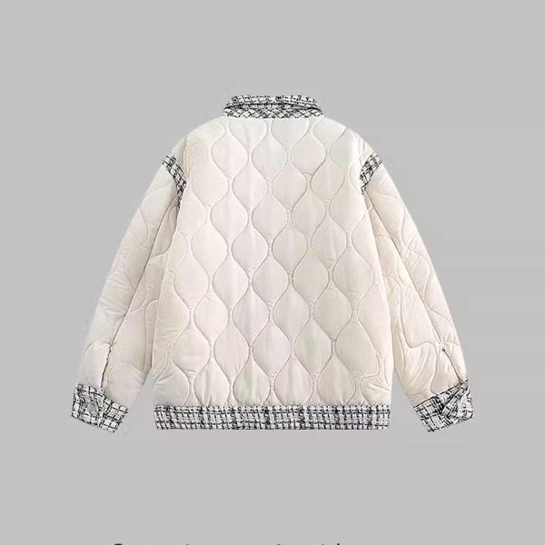 Gourd Grid Stitching Classic Style Cotton-padded Coat - Image 2